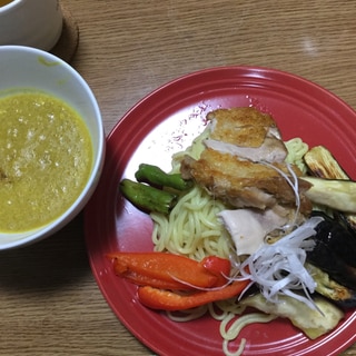 鶏肉と夏野菜のカレーつけ麺